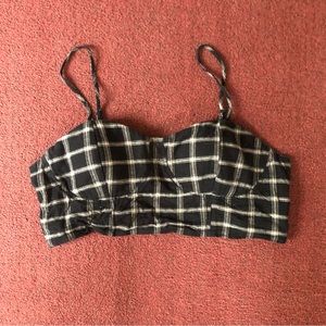 American Eagle plaid cropped bra top XL